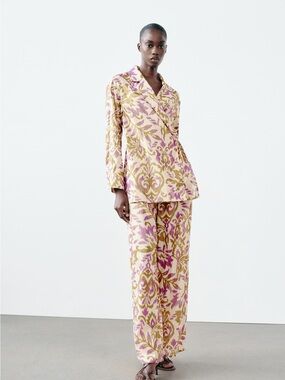Zara Metallic Wrap Top and Pants